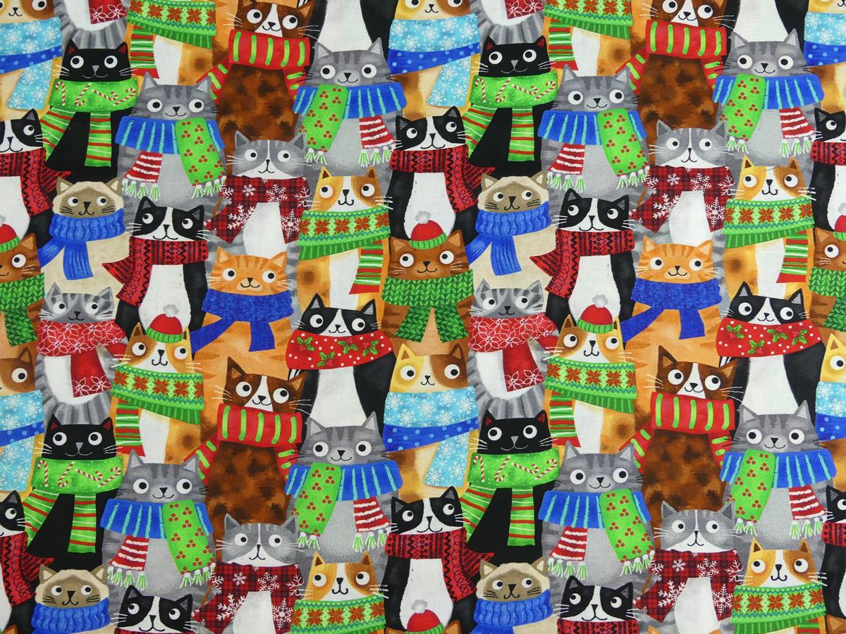 Baumwollstoff mit Katzen von Timeless Treasures
